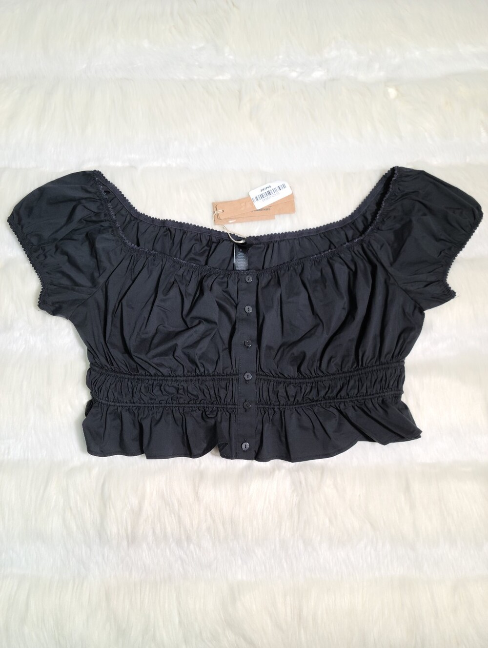 SKIMS Poplin Apparel Off The Shoulder Top Black Onyx Women Medium NEW